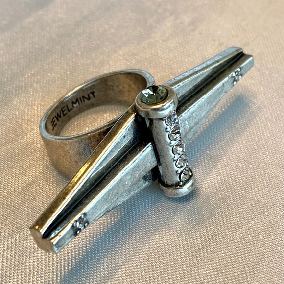 Jewelmint 💎 Industrial/Deco Rhinestone Ring - Picture 4 of 5